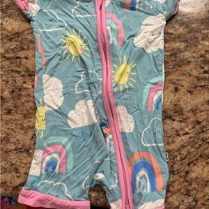 Little Sleepies Blue Romper with Pink Zipper